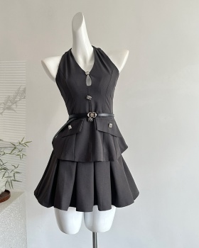 Temperament pleated fashion ladies spicegirl skirt a set