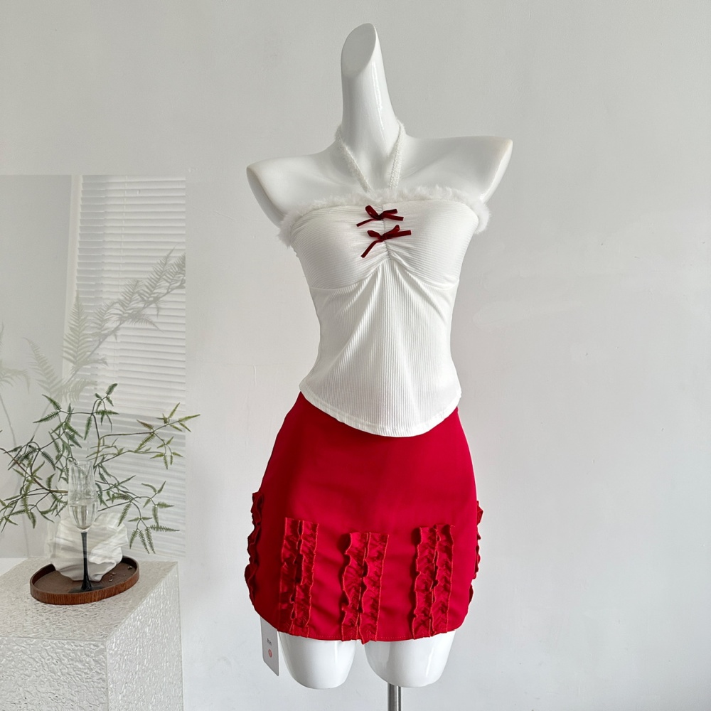 Sweetheart halter tops enticement short skirt 3pcs set