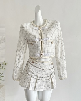 Chanelstyle coat A-line short skirt a set