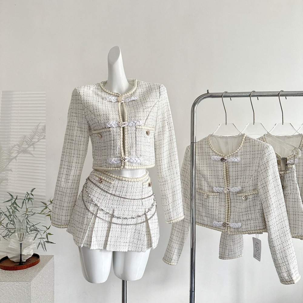 Chanelstyle coat A-line short skirt a set