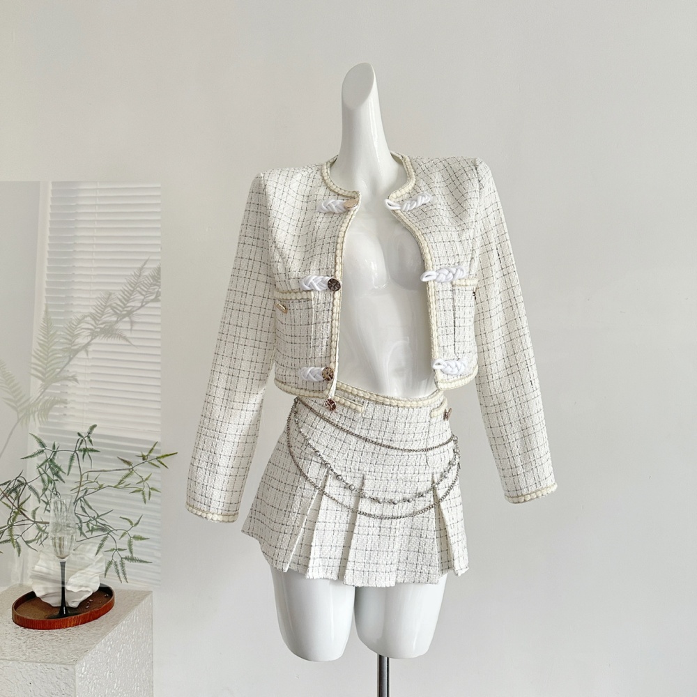 Chanelstyle coat A-line short skirt a set