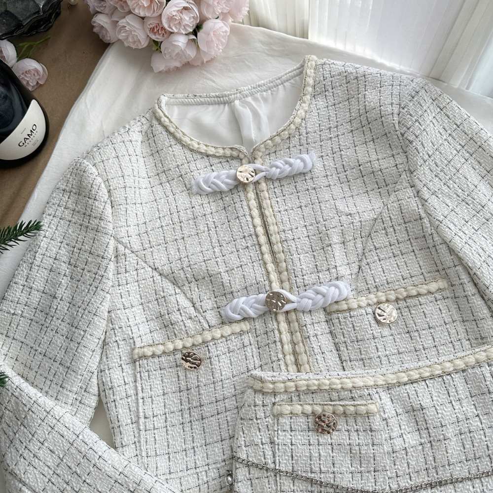 Chanelstyle coat A-line short skirt a set