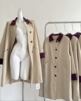 Khaki autumn coat loose Korean style windbreaker for women