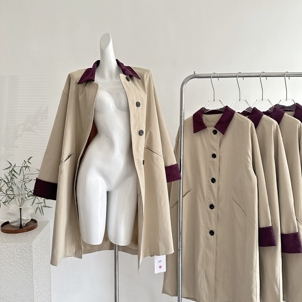 Khaki autumn coat loose Korean style windbreaker for women