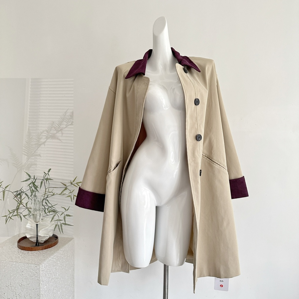 Khaki autumn coat loose Korean style windbreaker for women