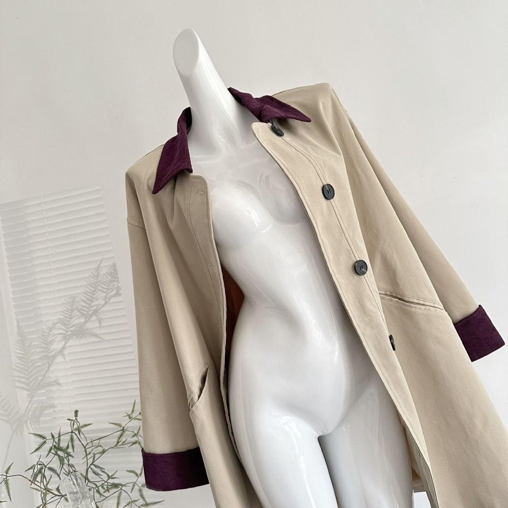 Khaki autumn coat loose Korean style windbreaker for women