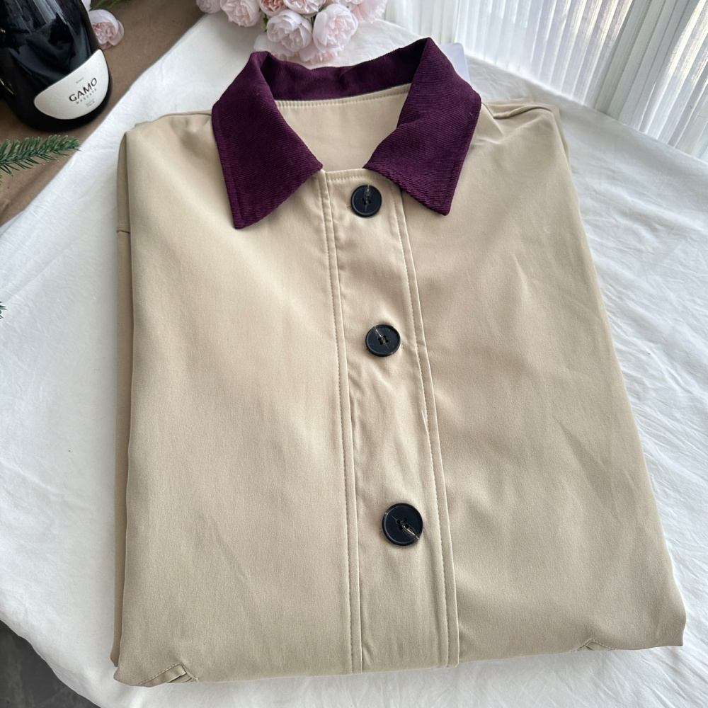 Khaki autumn coat loose Korean style windbreaker for women