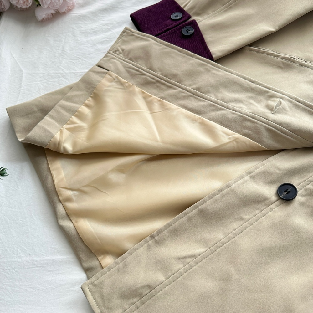 Khaki autumn coat loose Korean style windbreaker for women