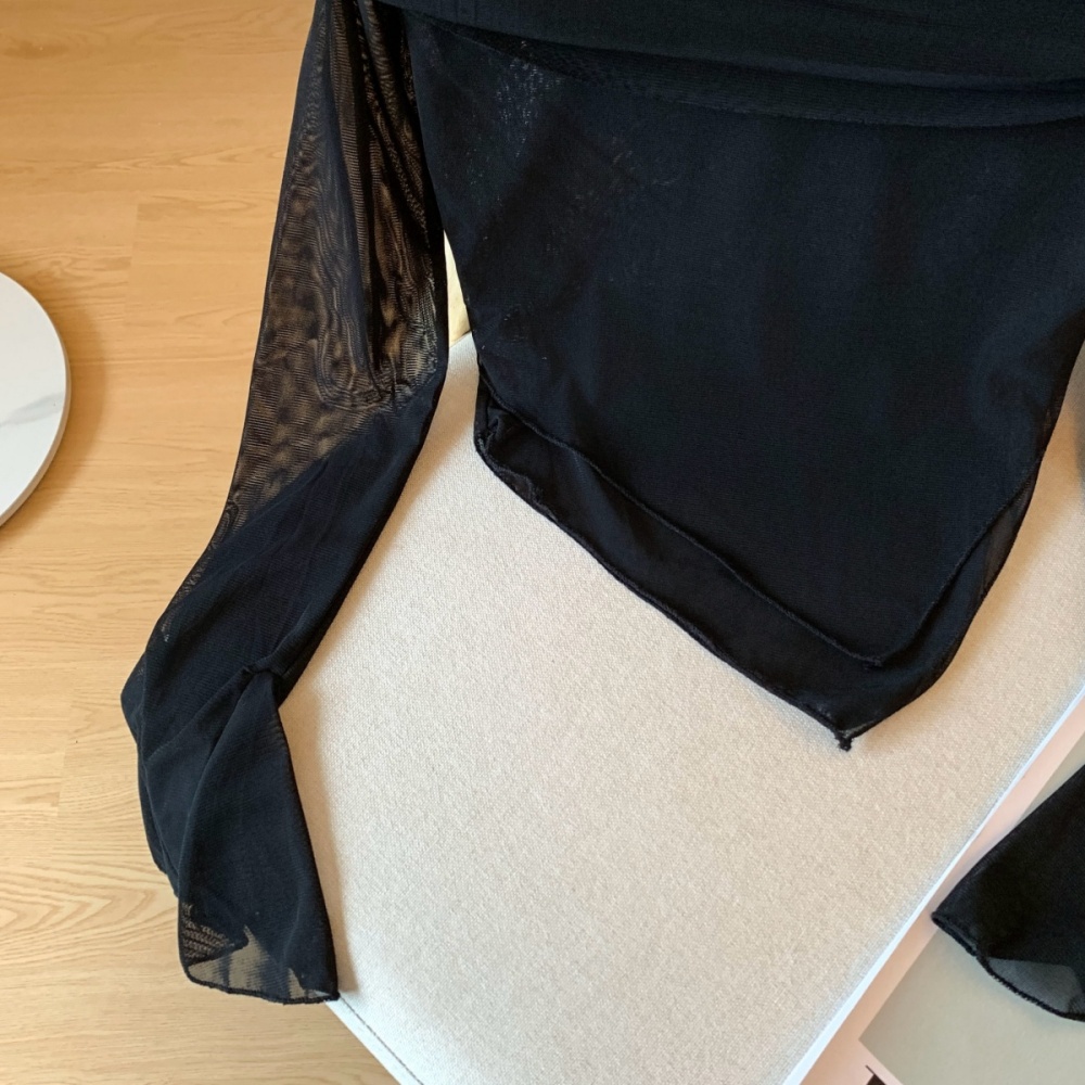 Sexy short irregular T-shirt flat shoulder slim tops