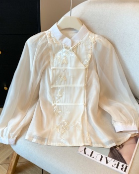 Autumn embroidery shirt niche retro cheongsam