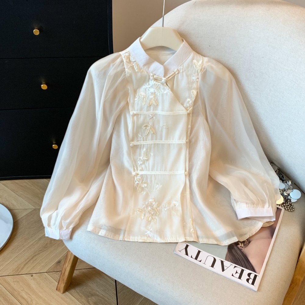 Autumn embroidery shirt niche retro cheongsam