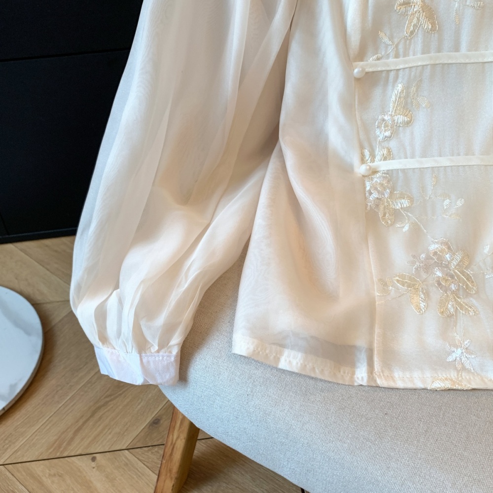 Autumn embroidery shirt niche retro cheongsam
