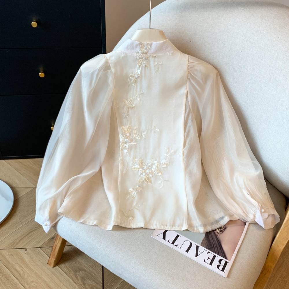 Autumn embroidery shirt niche retro cheongsam