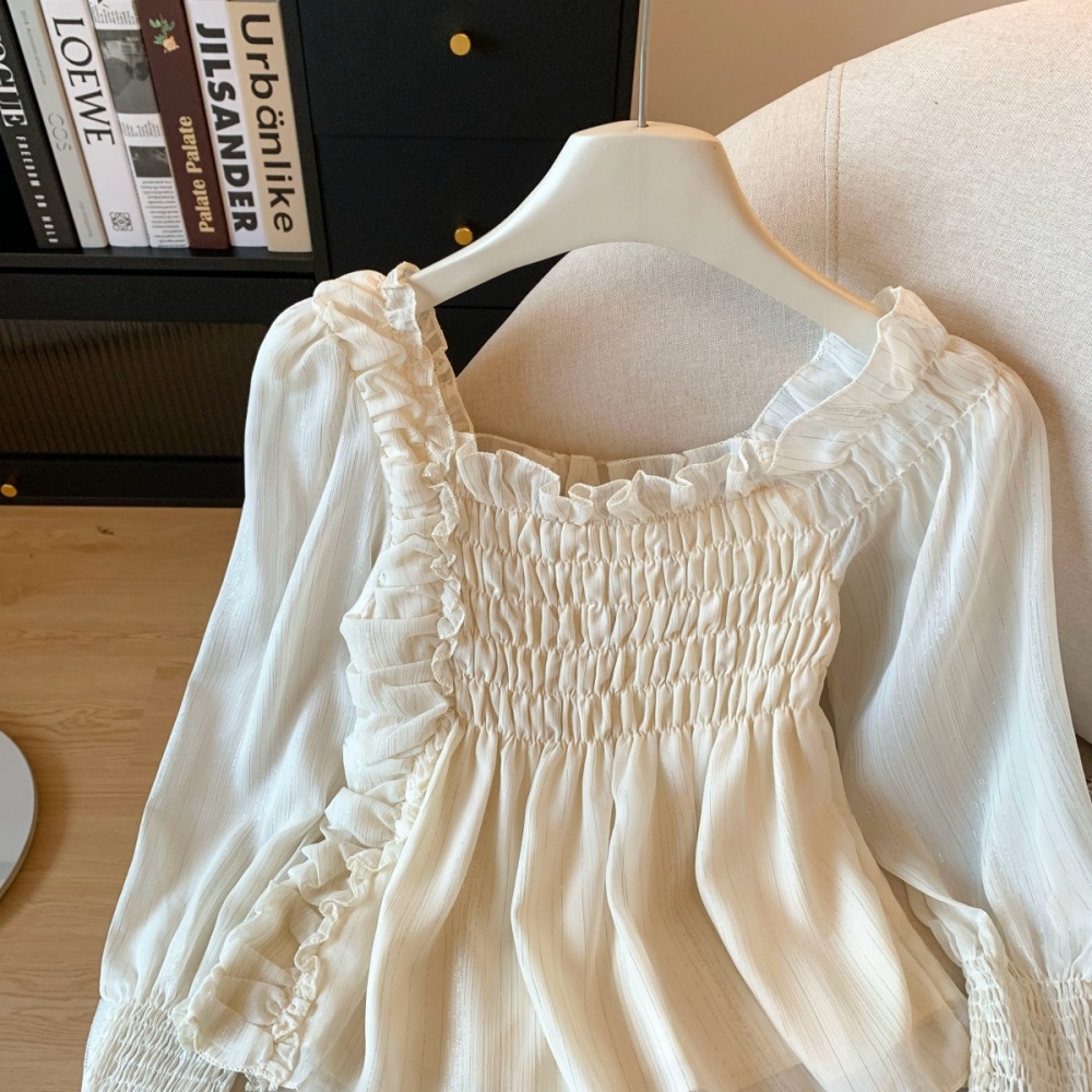 Autumn Korean style shirt elastic irregular chiffon shirt