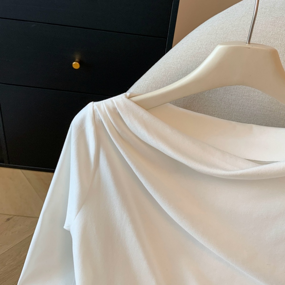 Horizontal collar autumn tops long sleeve bottoming shirt