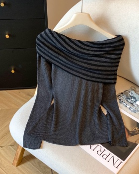Retro strapless sweater slim all-match tops