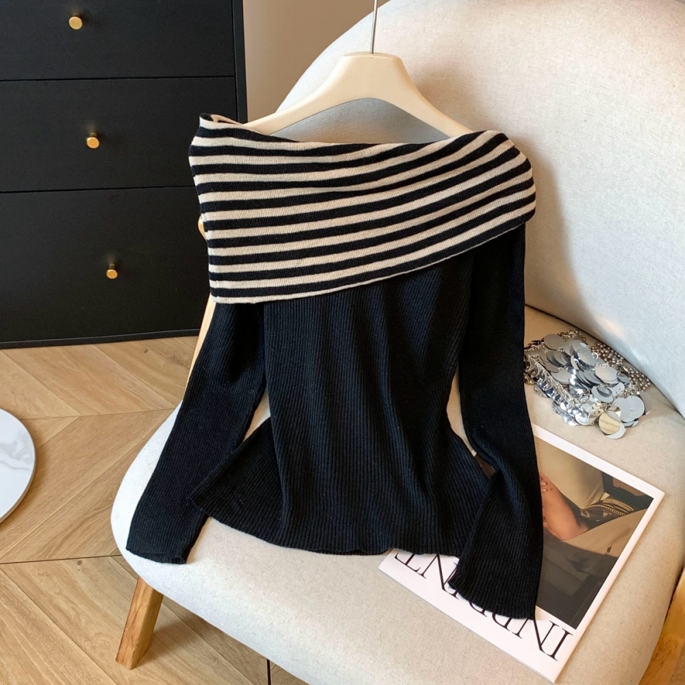 Retro strapless sweater slim all-match tops