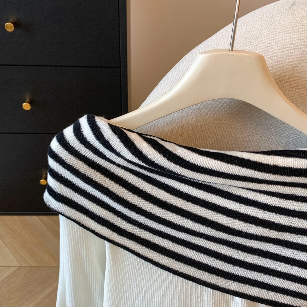 Retro strapless sweater slim all-match tops