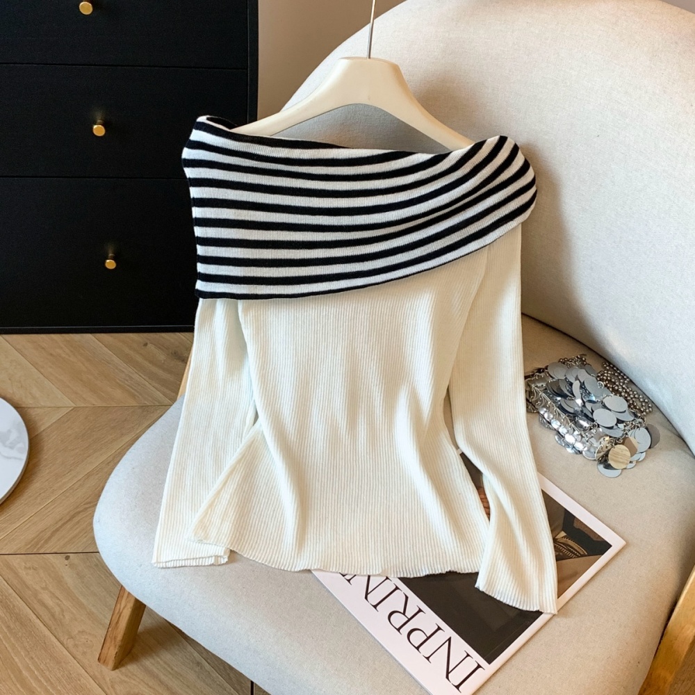Retro strapless sweater slim all-match tops
