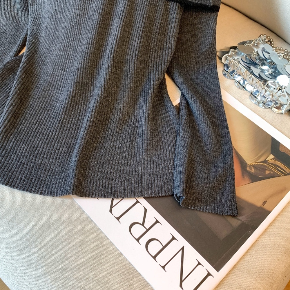 Retro strapless sweater slim all-match tops