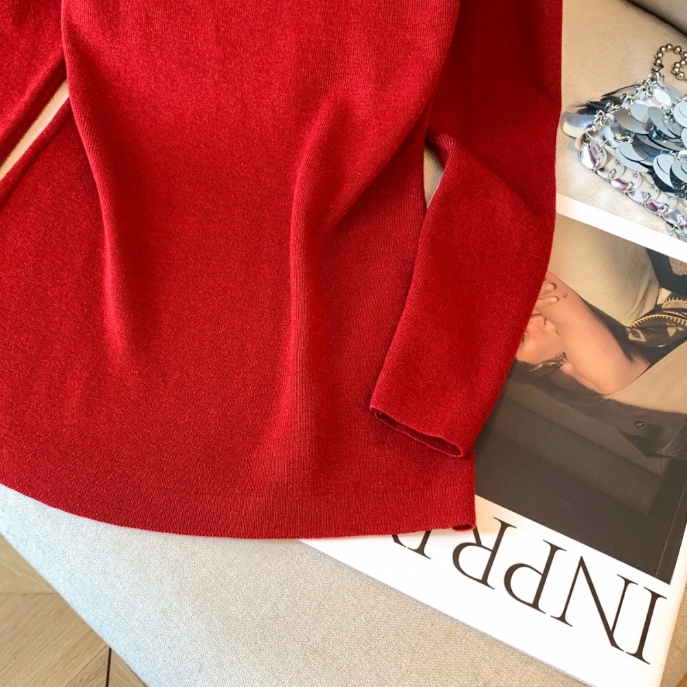 Retro sexy halter tops strapless slim temperament sweater