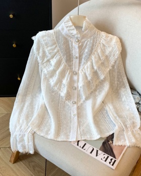 Lotus leaf collar tops conventional shirts