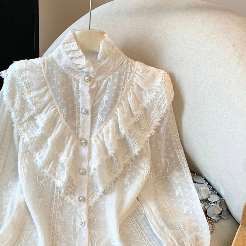 Lotus leaf collar tops conventional shirts