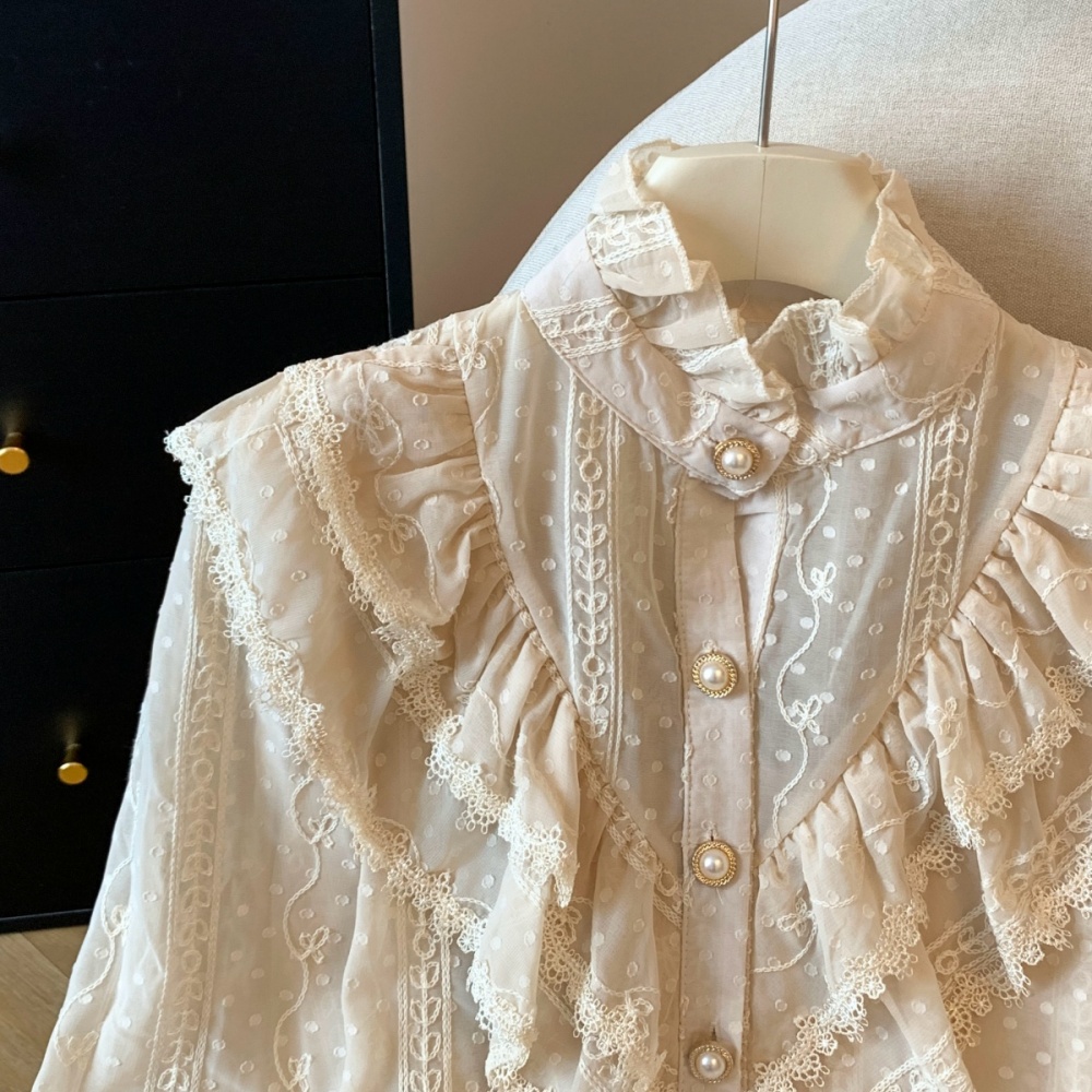 Lotus leaf collar tops conventional shirts
