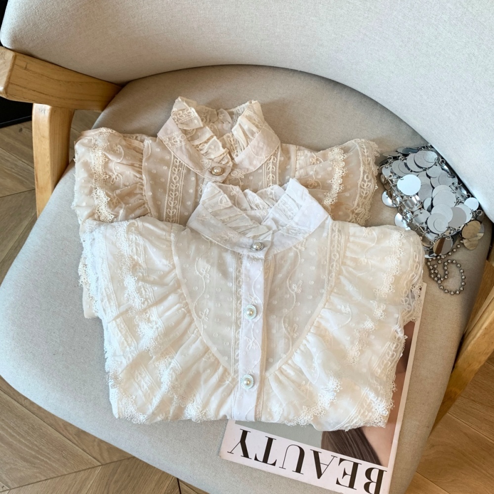 Lotus leaf collar tops conventional shirts