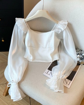 Long sleeve all-match tops chiffon shirt for women