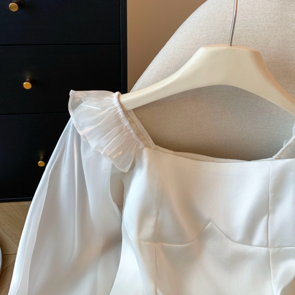 Long sleeve all-match tops chiffon shirt for women