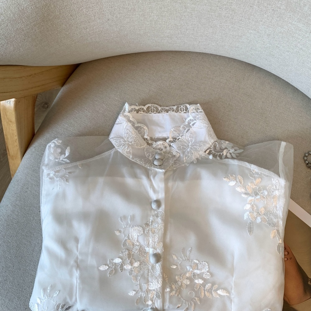 Embroidery small shirt lantern sleeve shirts for women