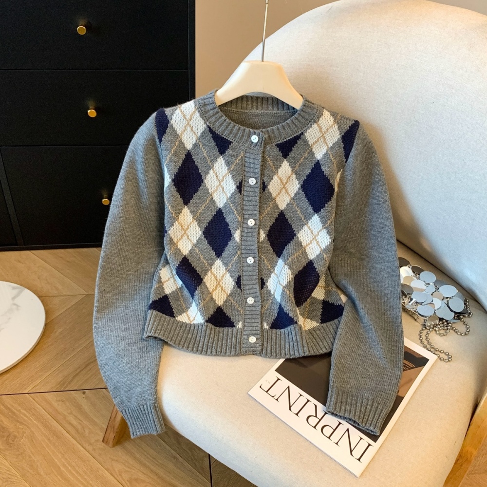 Quilted chanelstyle cardigan knitted sweater for women
