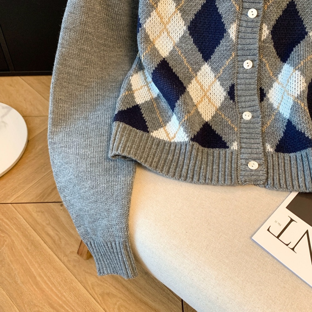 Quilted chanelstyle cardigan knitted sweater for women