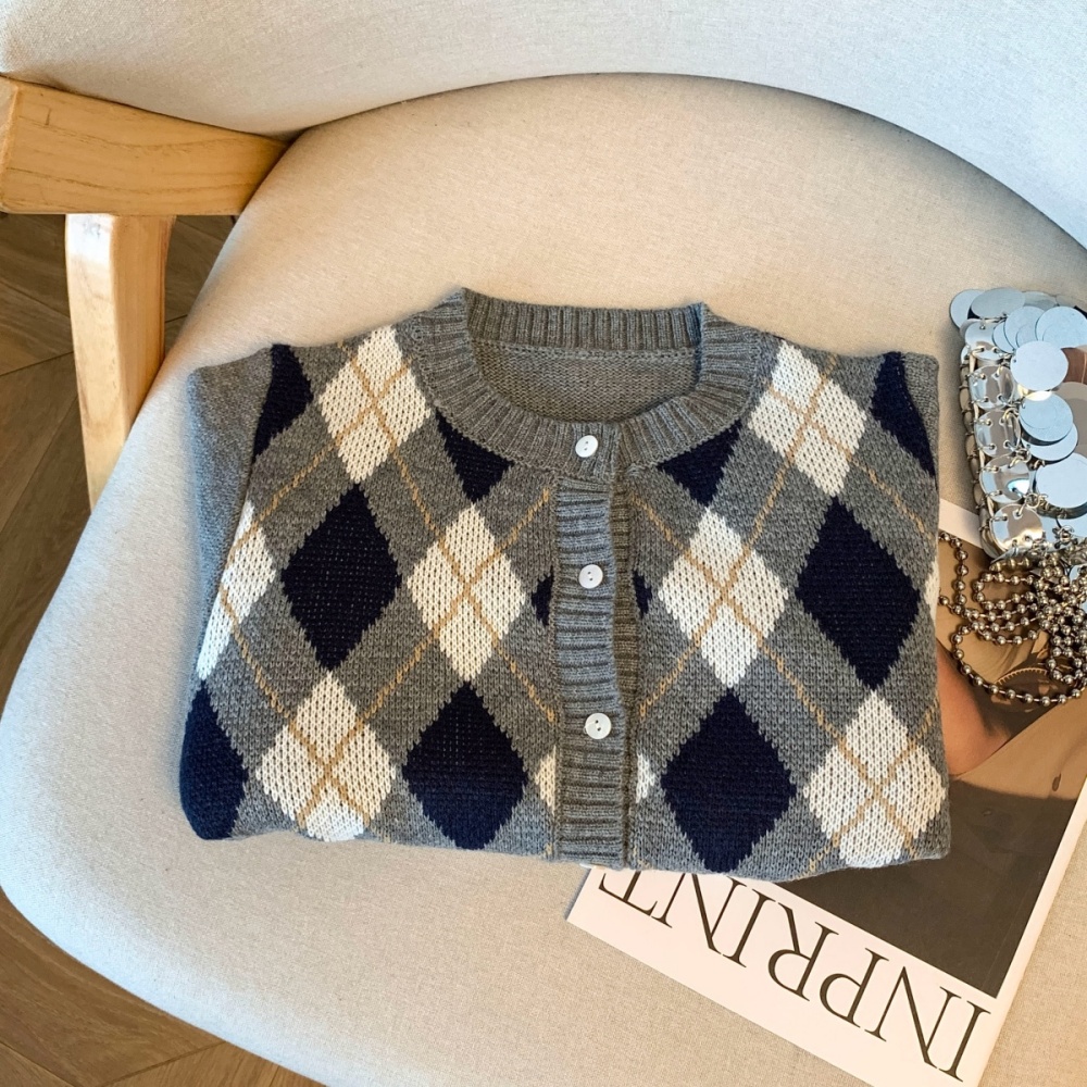 Quilted chanelstyle cardigan knitted sweater for women