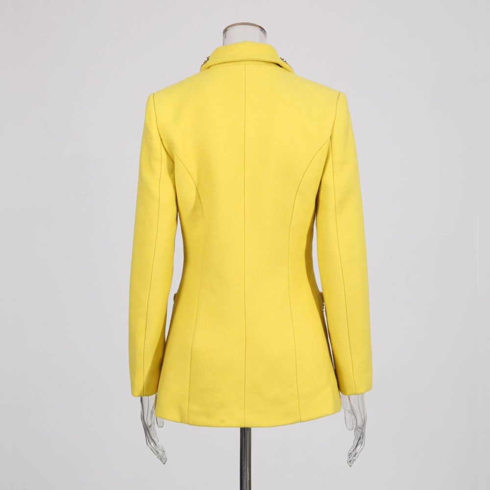 Rhinestone lapel Casual woolen autumn coat for women