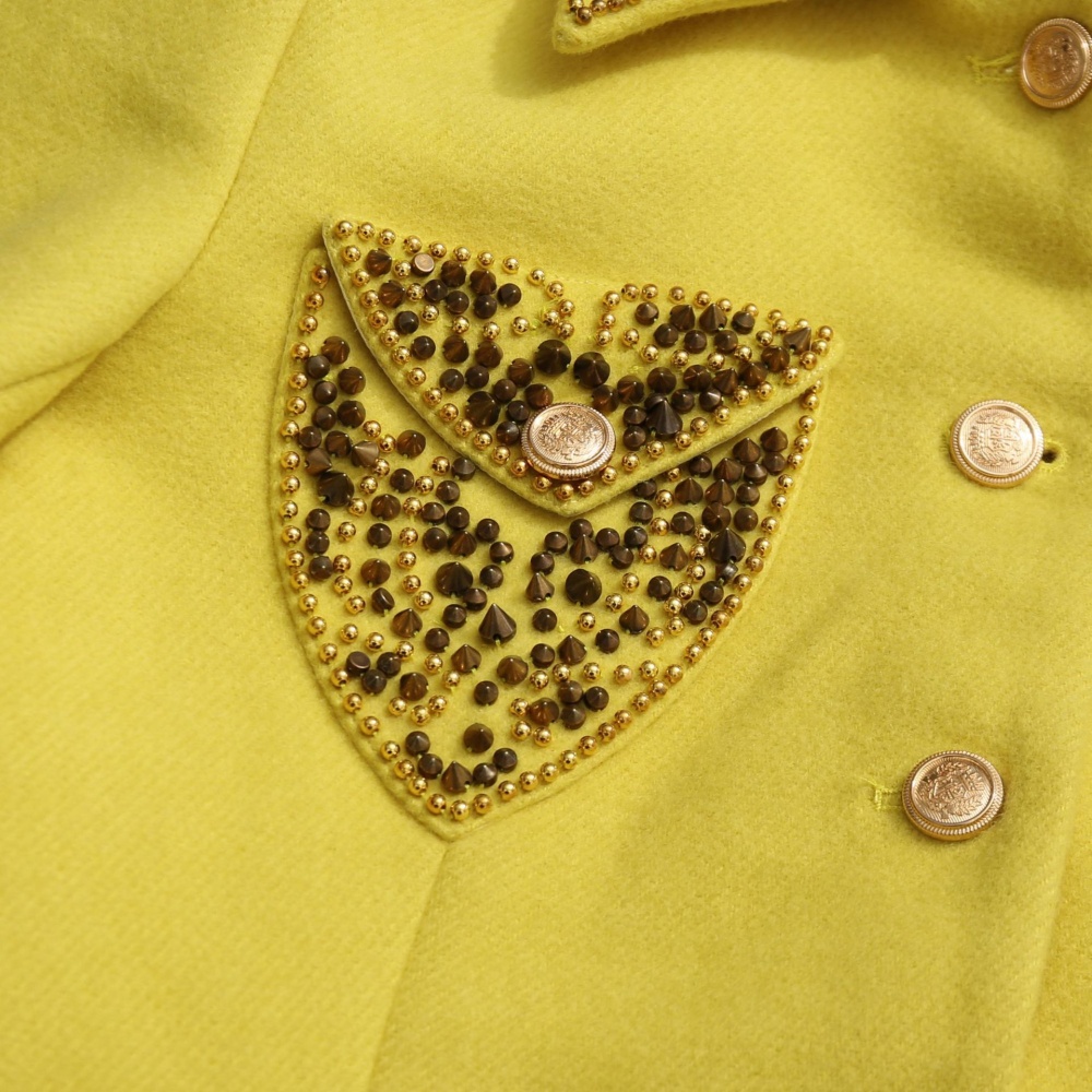 Rhinestone lapel Casual woolen autumn coat for women