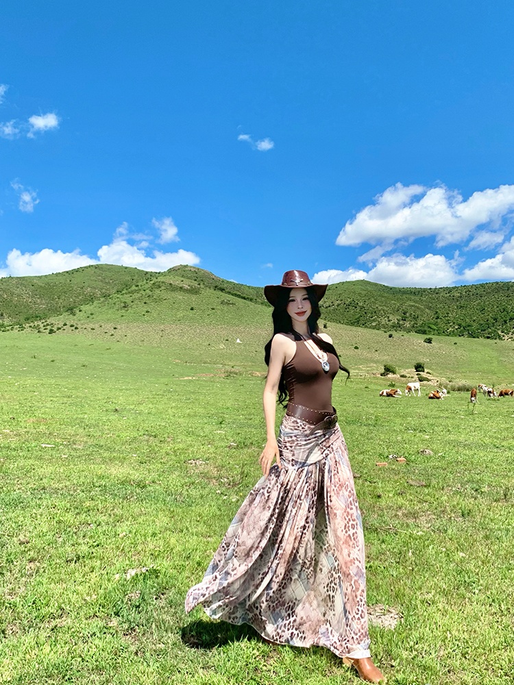 Slim splice long spicegirl high waist dress for women