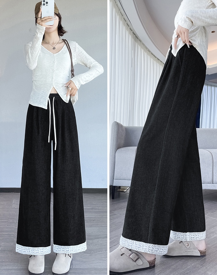 Lace all-match wide leg pants autumn casual pants for women