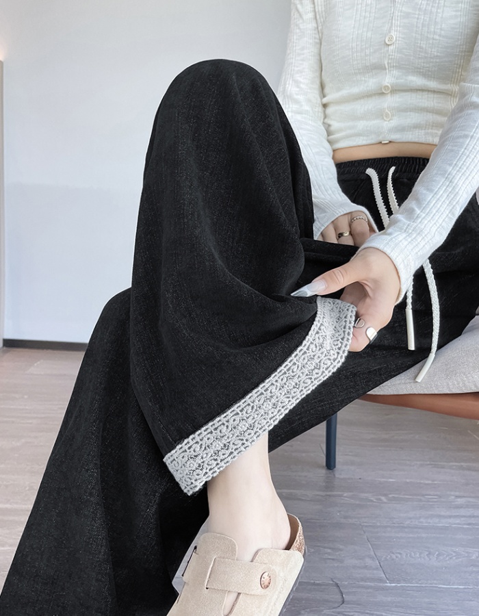 Lace all-match wide leg pants autumn casual pants for women