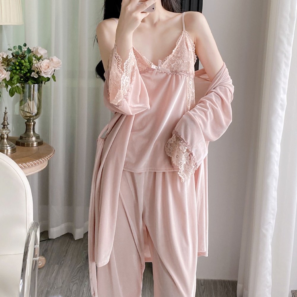 Enticement long pants nightgown 3pcs set for women