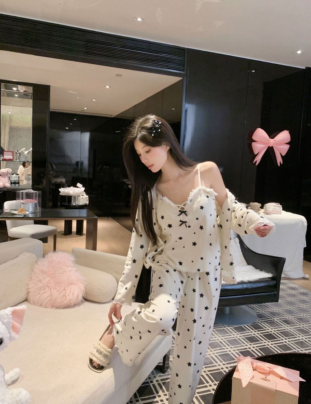 Sexy thermal island flair pajamas 3pcs set for women