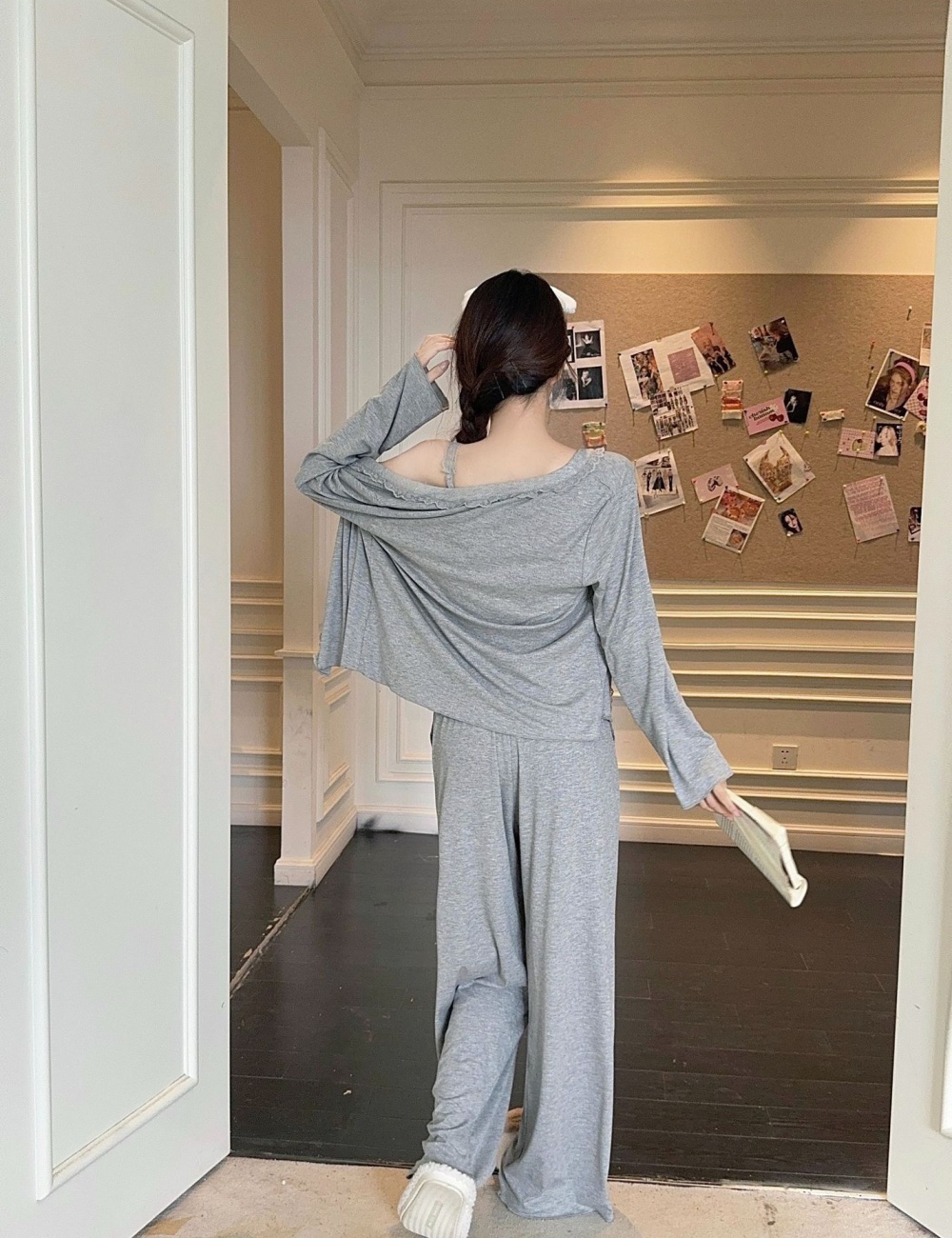 Spring and autumn lady pajamas 3pcs set for women