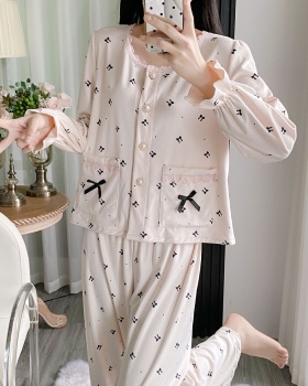 Autumn and winter polka dot pajamas maiden cardigan a set