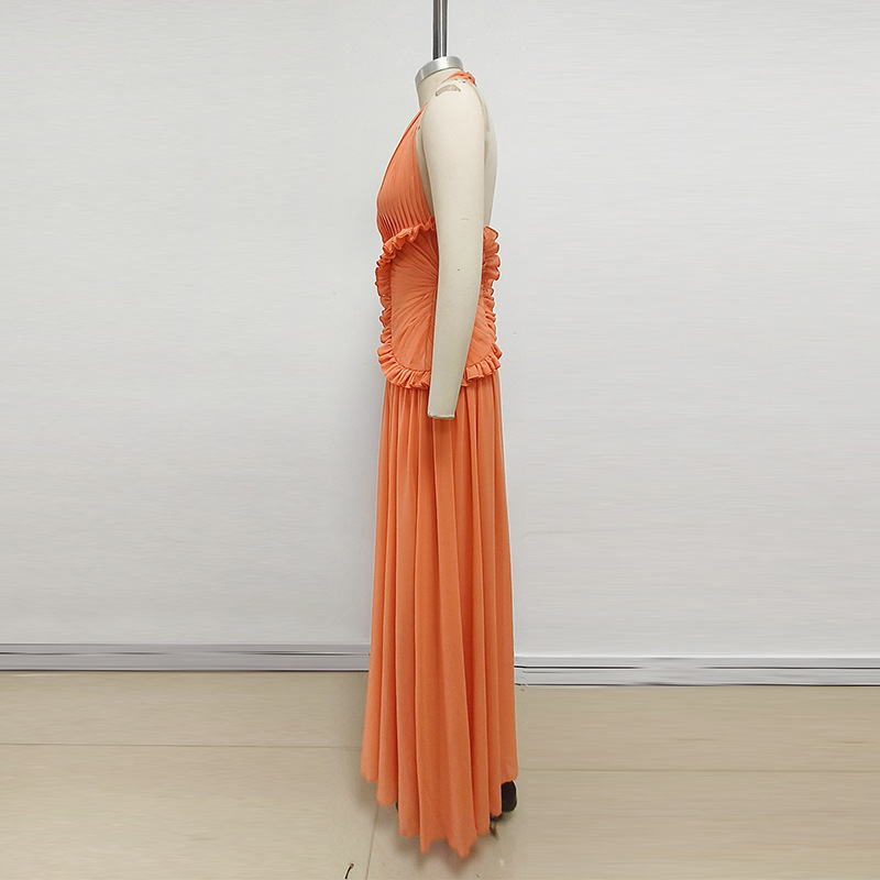Elegant halter dress big skirt long dress for women