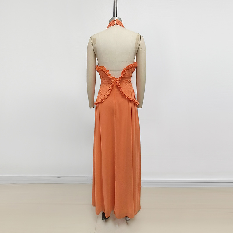 Elegant halter dress big skirt long dress for women