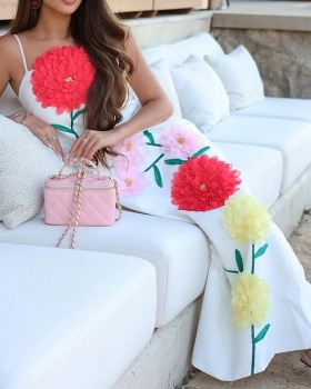 Flowers decoration stereoscopic long dress loose dress
