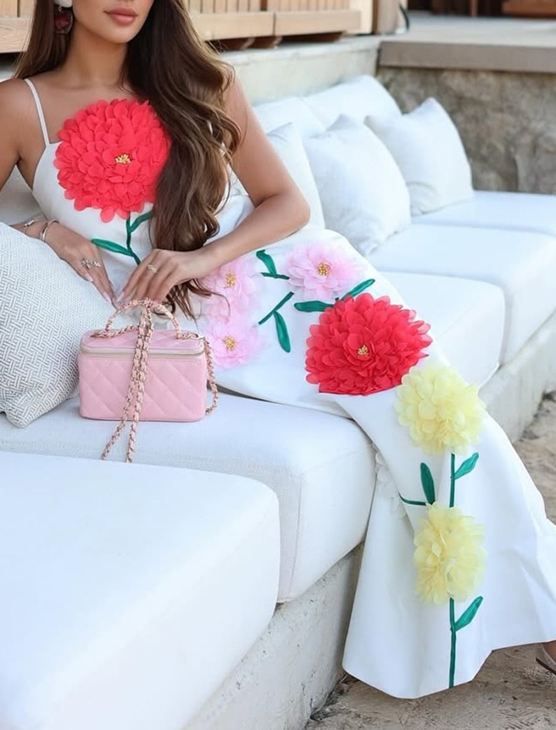 Flowers decoration stereoscopic long dress loose dress