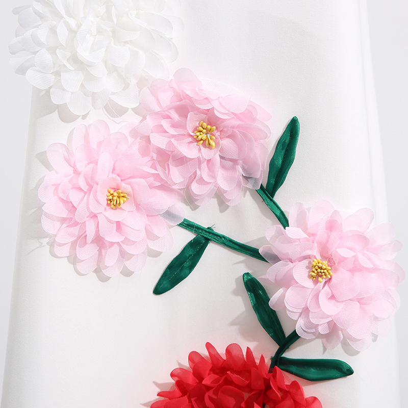 Flowers decoration stereoscopic long dress loose dress