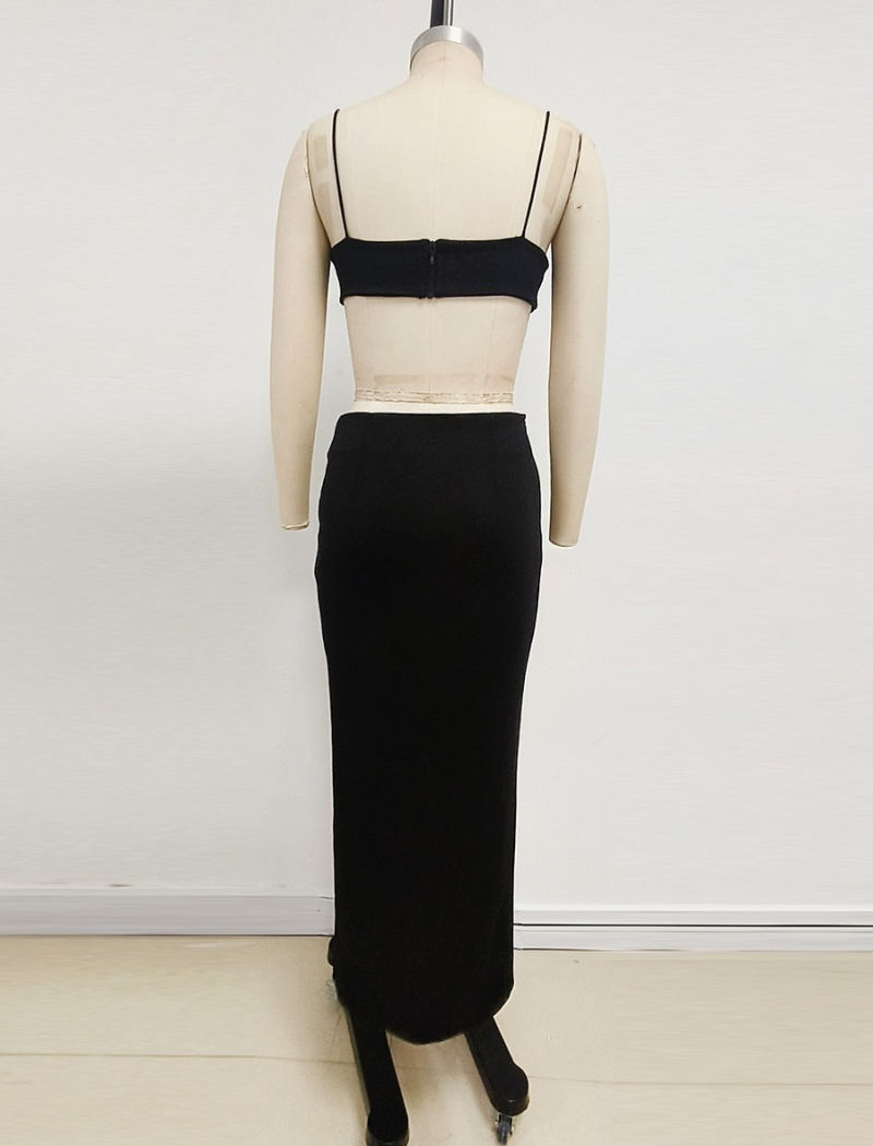 Rhinestone vest temperament formal dress 2pcs set